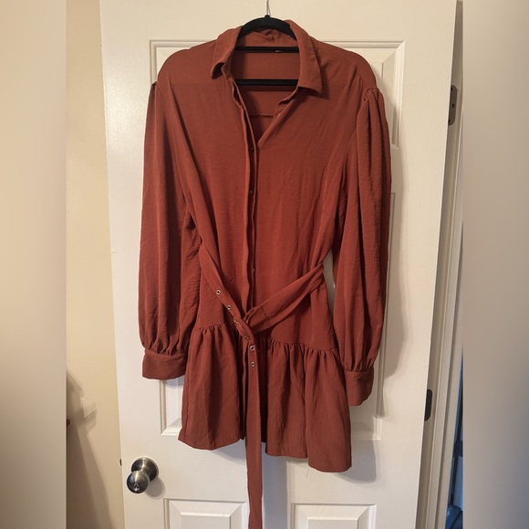 SHEIN Dresses & Skirts - Brown belted dress with ruffle bottom